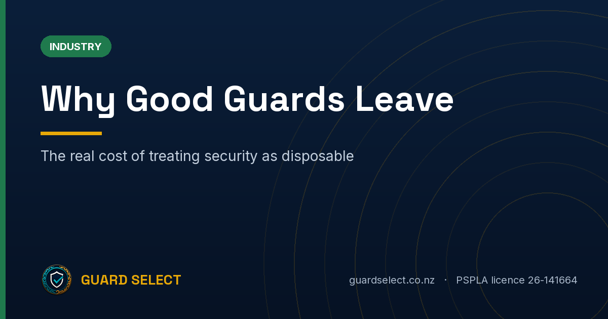 Guard Select blog cover: Why Good Guards Leave. The real cost of treating security as disposable.